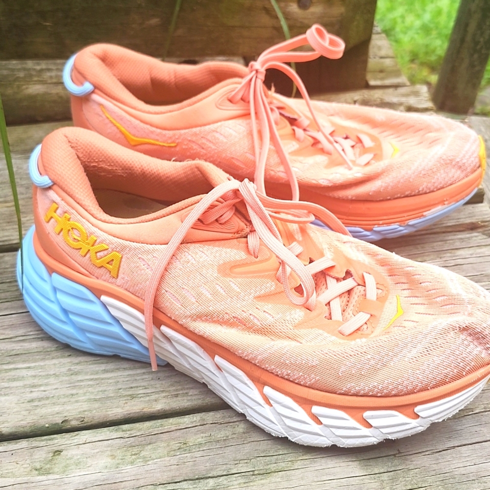 Hoka One One Gaviota 4 Running Shoe Coral/ Peach Parfait Womens US 8.5B